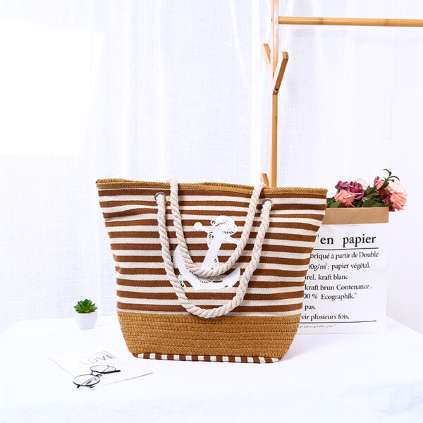 18613329133_1132416540 Wholesale One Shoulder Canvas Striped Tassel Beach Bag