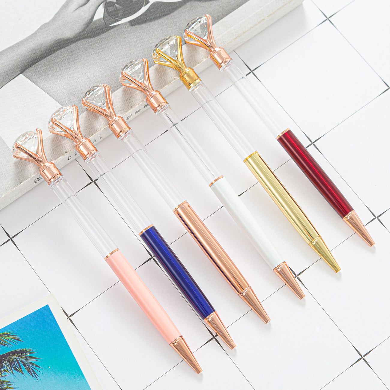 Wholesale Large Diamond DIY Empty Tube Metal Ballint Pen