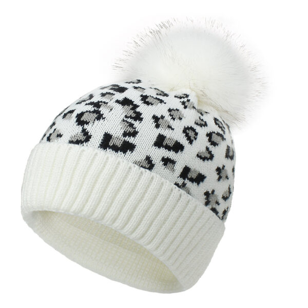 Wholesale Autumn and Winter Leopard Print Wool Knitted Hat Wool Ball Acrylic Knitted Hat