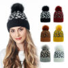 Wholesale Autumn and Winter Leopard Print Wool Knitted Hat Wool Ball Acrylic Knitted Hat