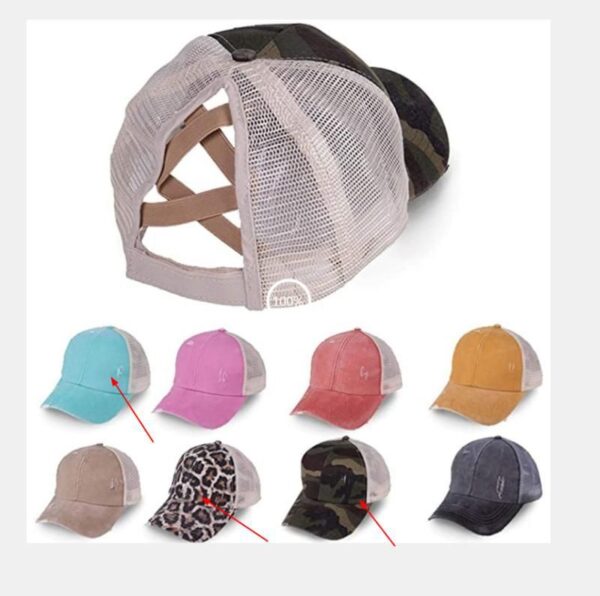 Wholesale Cotton Washable Cross Ponytail Summer Spring Autumn Worn Outdoor Sunscreen Hat Solid Baseball Cap