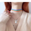Wholesale Rainbow Webbing Multicolor Gradient Necklaces