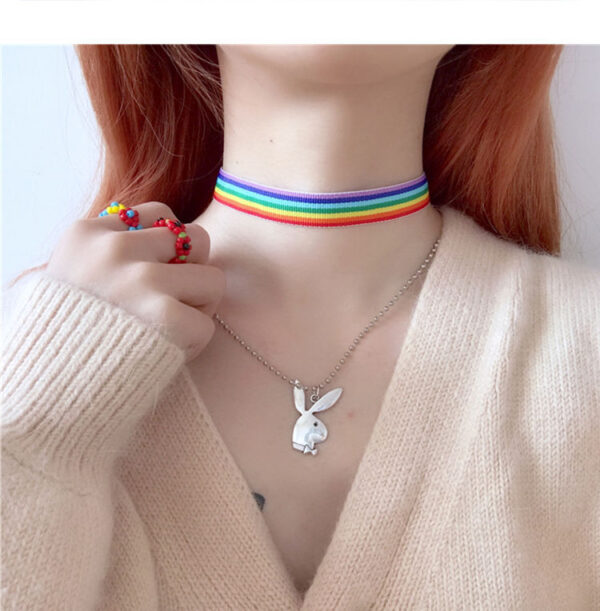 Wholesale Rainbow Webbing Multicolor Gradient Necklaces