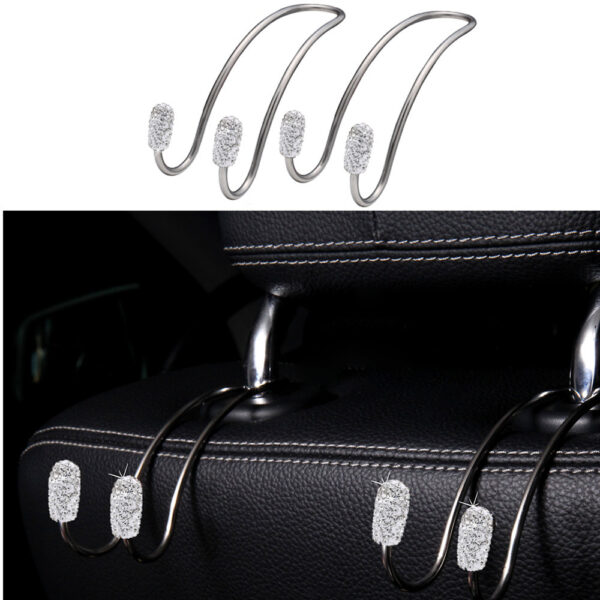 Wholesale Diamond-encrusted Stainless Steel Multifunctional Car Seat Storage Hook