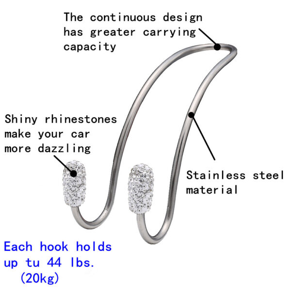 Wholesale Diamond-encrusted Stainless Steel Multifunctional Car Seat Storage Hook