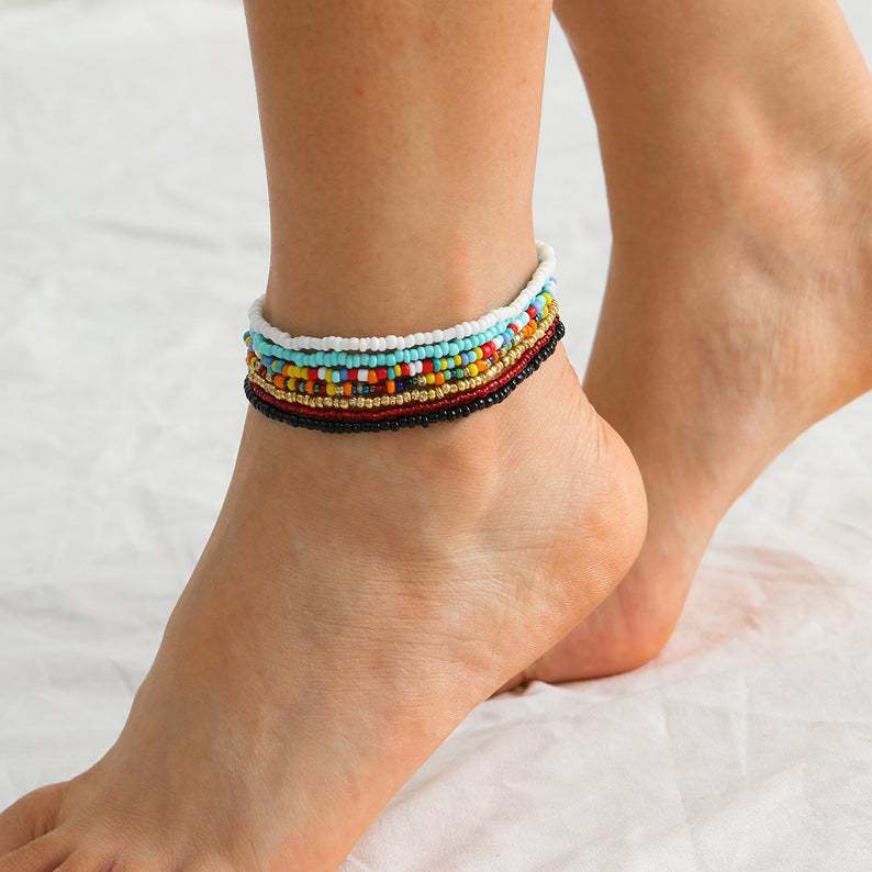 Wholesale Colored Rice Beads Handmade Wear Beads Glass Anklets