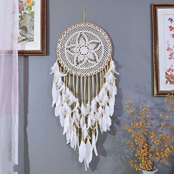 Wholesale Cotton Large Dream Catcher Feather Charm Pendant