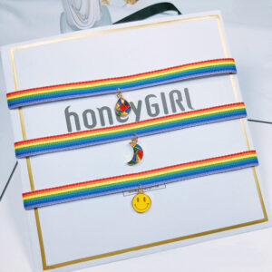 Wholesale Rainbow Webbing Multicolor Gradient Necklaces