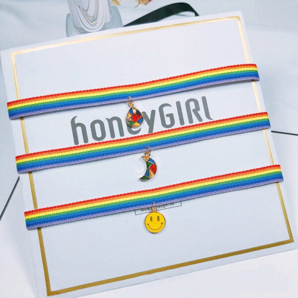 Wholesale Rainbow Webbing Multicolor Gradient Necklaces