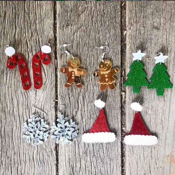 Wholesale Santa Hat, Christmas Tree, Gingerbread Man, Small Snowflake Earrings