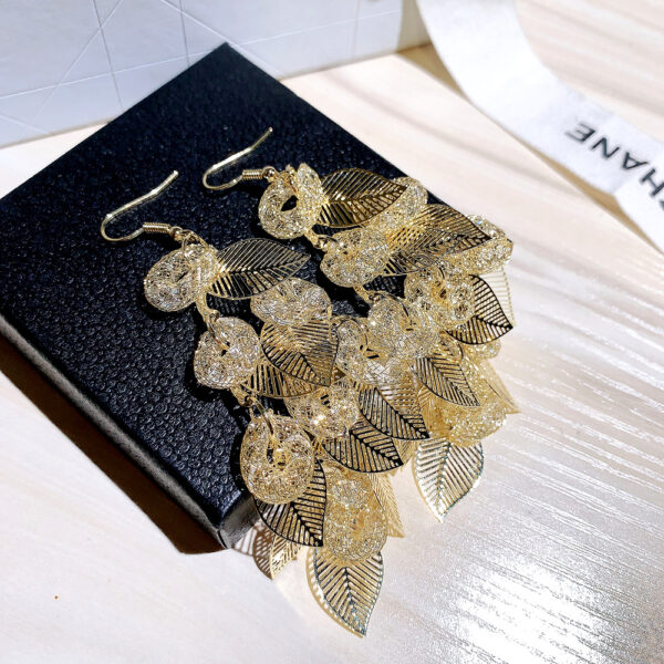 19232531607_21985406 Wholesale Zircon Leaf Long Alloy Earrings
