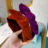 Wholesale Velvet Solid Color Bow Tie Wide Hair Hoop