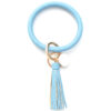 Wholesale Tie-dyed PU Leather Tassel Bracelet Keychain