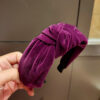 19279928002_406195816 Wholesale Simple Gold Velvet Solid Color Wide Edge Knotted Headband
