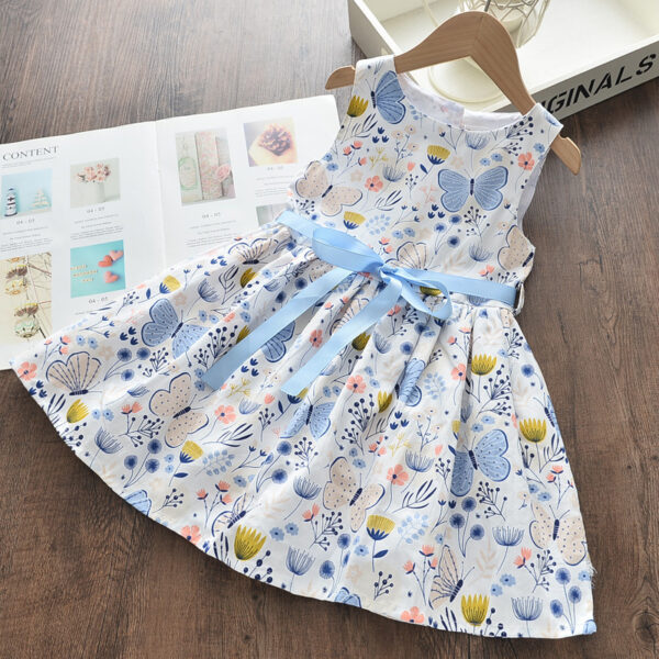 Wholesale Cotton Butterfly Print Sleeveless Dress Sleeveless Princess Skirt