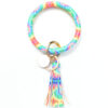 Wholesale Tie-dyed PU Leather Tassel Bracelet Keychain