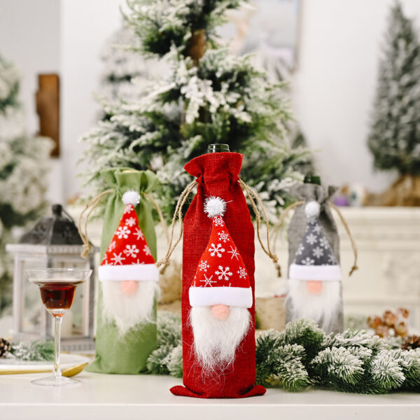 Wholesale Christmas Decorations Forest Elderly Linen Wine Bottle Bags
