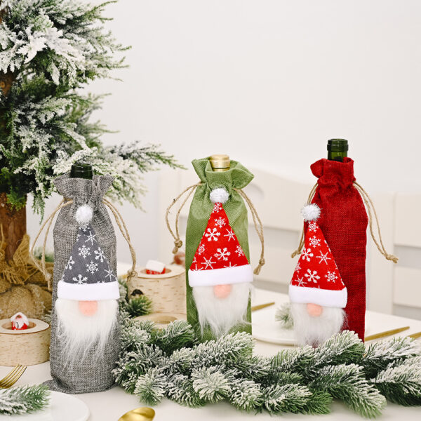 Wholesale Christmas Decorations Forest Elderly Linen Wine Bottle Bags