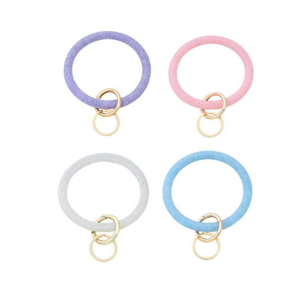 Wholesale Silicone Glitter Bracelet Keychain