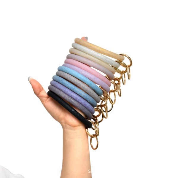 Wholesale Silicone Glitter Bracelet Keychain