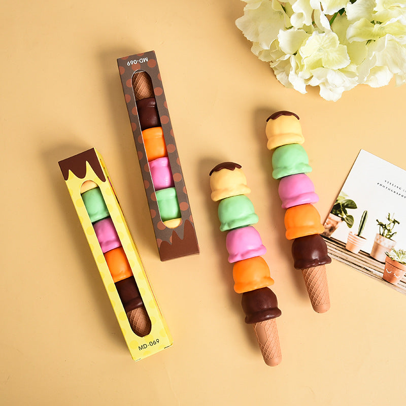 Wholesale Plastic Building Block Assembly Ice Cream 5-color Fluorescent Pen