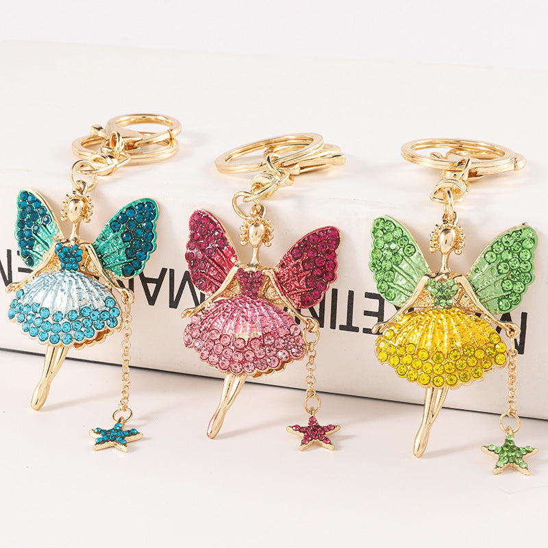 Wholesale Alloy Diamond Angel Girl Keychain