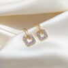 19753492511_415198637 Wholesale Jewelry Inlaid Zircon Square Copper Earrings