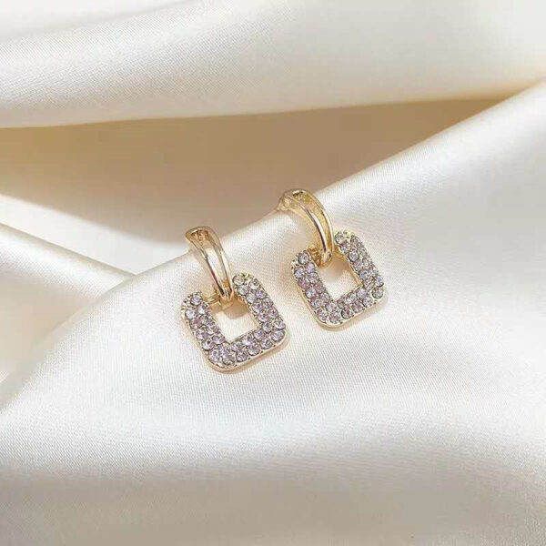 19753492511_415198637 Wholesale Jewelry Inlaid Zircon Square Copper Earrings