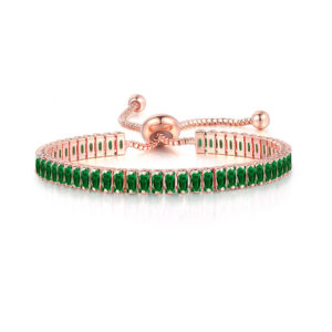 Rose Gold + rectangular emerald stone 2.5*5mm
