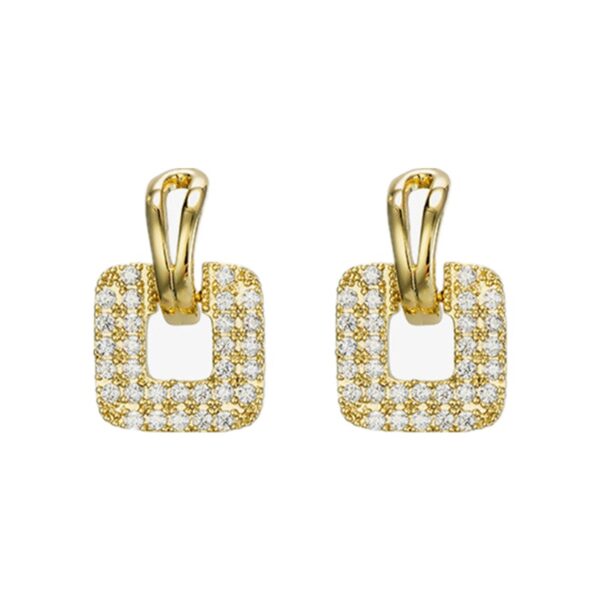 19832207929_415198637 Wholesale Jewelry Inlaid Zircon Square Copper Earrings