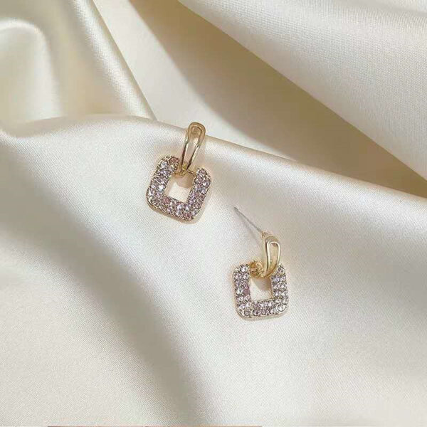 19832213623_415198637 Wholesale Jewelry Inlaid Zircon Square Copper Earrings