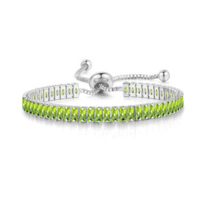 Platinum + rectangular olive Greenstone 2.5*5mm