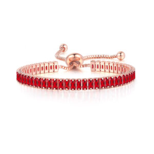 Rose Gold + rectangular red stone 2.5*5mm