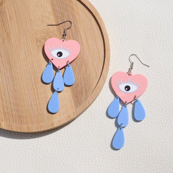 Wholesale Earrings Acrylic Morandi Color Love Eyes Tassel Teardrops
