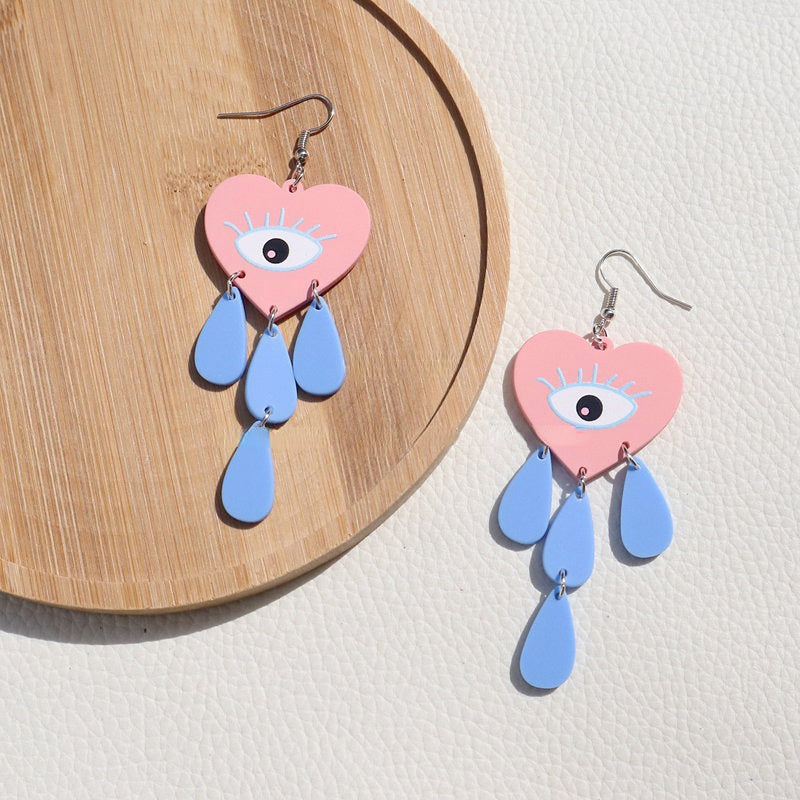 Wholesale Earrings Acrylic Morandi Color Love Eyes Tassel Tearops