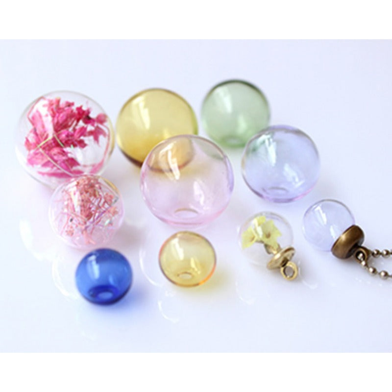 Wholesale Colored Glass Bubble Cover Diy Double Hole Jewelry Aessories Beads