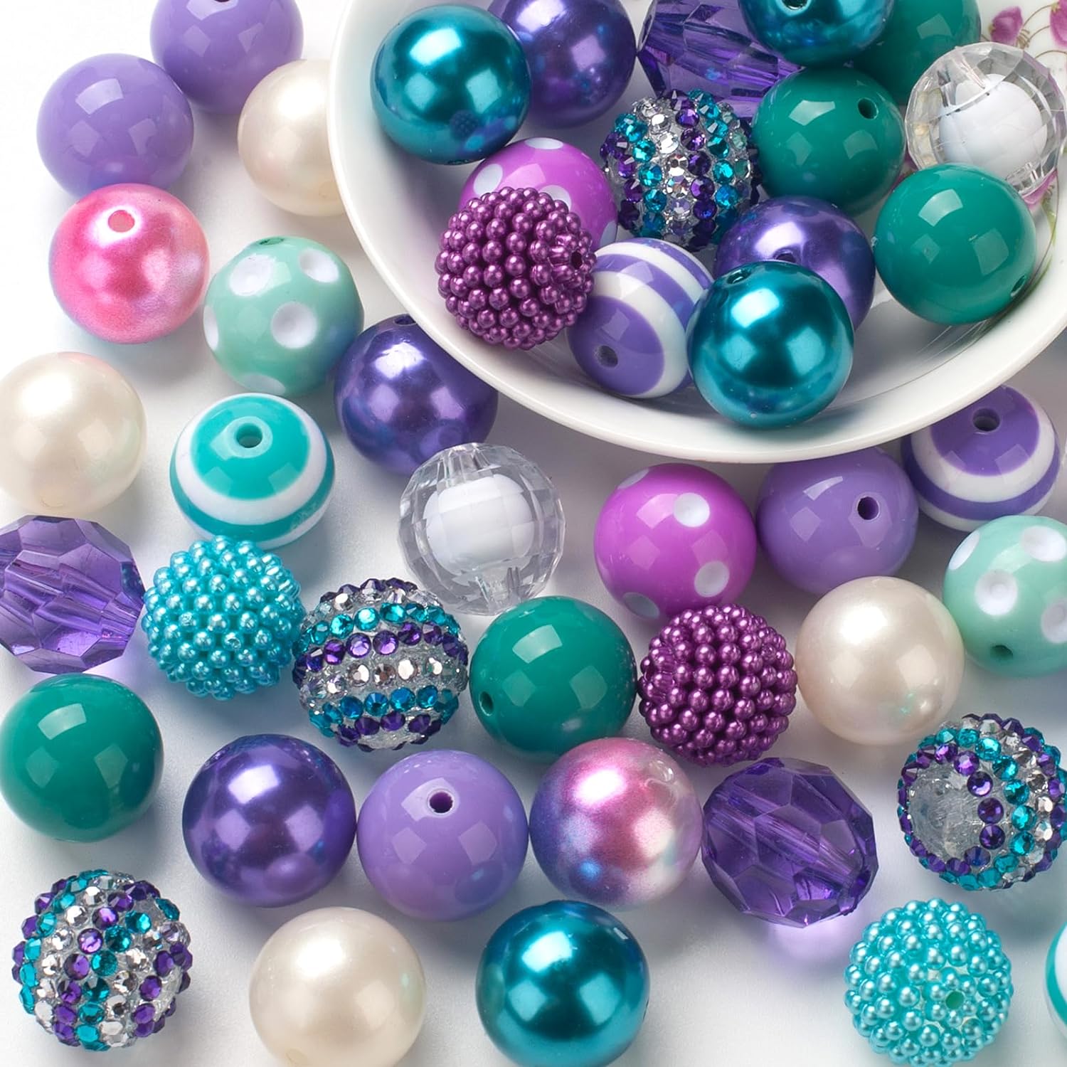 Wholesale Ocean Wind Mermaid Color 20MM Acrylic Beads Bubblegum Beads