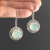 Wholesale Mint Green Opal Threaded Dangle Metal Earrings
