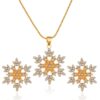 Wholesale Full Diamond Snowflake Alloy Earrings Necklace Set
