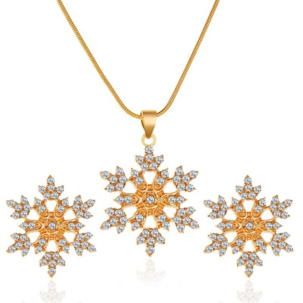 Wholesale Full Diamond Snowflake Alloy Earrings Necklace Set