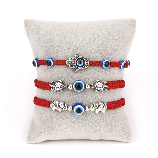 Wholesale Evil Eye Hand Palm Blue Eyes Red Rope Braid Adjustable Alloy Bracelet