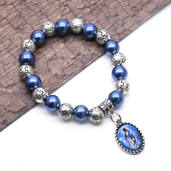 20026411572_47217378 Wholesale Cross Blue Pearl Sapphire Bracelet