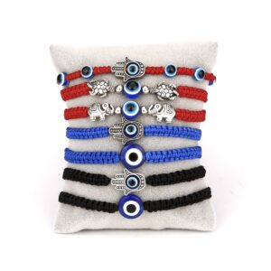 Wholesale Evil Eye Hand Palm Blue Eyes Red Rope Braid Adjustable Alloy Bracelet