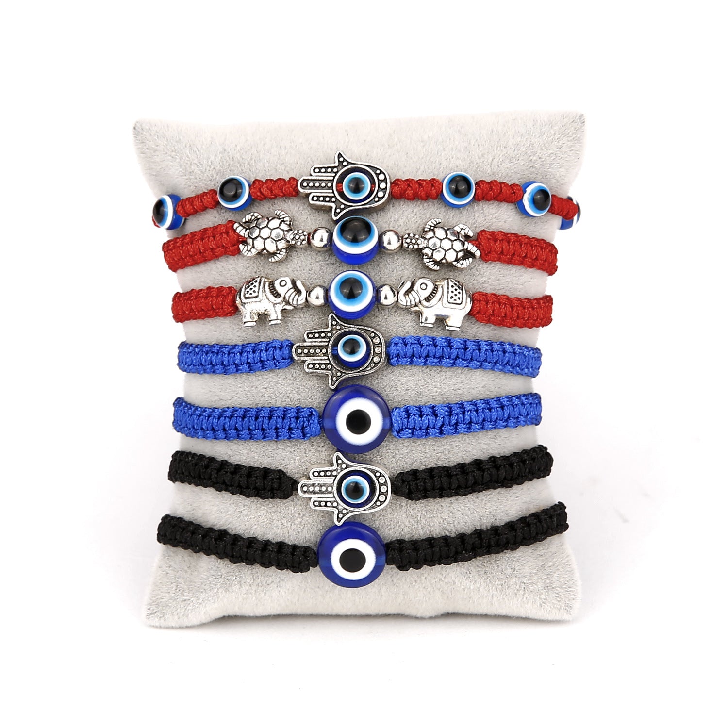 Wholesale Evil Eye Hand Palm Blue Eyes Red Rope Braid Adjustable Alloy Bracelet