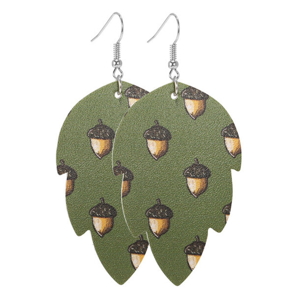 20153982951_769929520 Wholesale Thanksgiving Pumpkin Turkey Festival Skin Maple Leaf PU Earrings