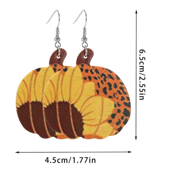 20154021380_769929520 Wholesale Thanksgiving Pumpkin Turkey Festival Skin Maple Leaf PU Earrings