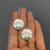 Wholesale Mint Green Opal Threaded Dangle Metal Earrings