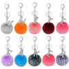 Wholesale Diamond Alloy Letter Fur Ball Keychain