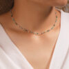 Wholesale Alloy Green Beaded Sugar Cube Ball Necklace