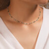 Wholesale Alloy Green Beaded Sugar Cube Ball Necklace